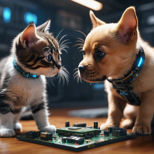 playing puppies,cats playing,microchip,kittens,dog - cat friendship,cat and mouse,microchips,dog and cat,playing dogs,vintage cats,baby cats,play chess,chess game,playmat,board game,battleship,cat lovers,motherboard,animal training,cute animals,Photography,General,Sci-Fi