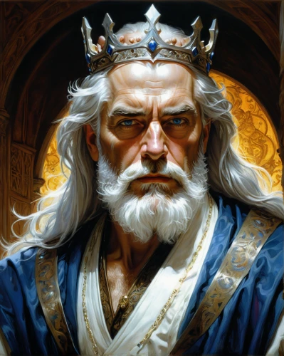 poseidon god face,king david,king caudata,king lear,biblical narrative characters,god of the sea,thorin,king crown,the ruler,heroic fantasy,the emperor's mustache,golden crown,fantasy portrait,sea god,benediction of god the father,imperial crown,lokportrait,father frost,king ortler,poseidon,Illustration,Realistic Fantasy,Realistic Fantasy 03