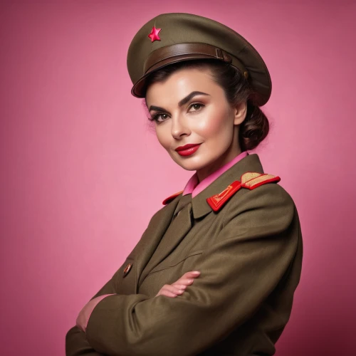 stewardess,policewoman,flight attendant,beret,peaked cap,retro woman,retro women,military person,military uniform,vintage woman,red army rifleman,vintage women,switchboard operator,1940 women,telephone operator,female nurse,a uniform,vintage female portrait,military officer,pin-up model,Photography,General,Fantasy
