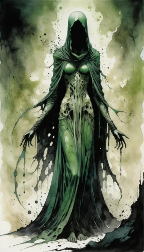 doctor doom,spawn,cleanup,grimm reaper,reaper,the enchantress,hooded man,sorceress,cloak,patrol,dance of death,dryad,death god,malachite,priestess,pall-bearer,undead warlock,specter,grim reaper,wraith,Illustration,Abstract Fantasy,Abstract Fantasy 18