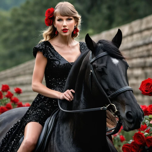 horseback,equestrian,black horse,horseback riding,galloping,equestrianism,country dress,countrygirl,tayberry,enchanting,horse riding,horse looks,gallops,red bow,red roses,ruby trotted,country style,dressage,songbird,horse herder,Photography,General,Natural