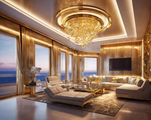 luxury home interior,luxury real estate,gold wall,penthouse apartment,luxury property,great room,modern decor,living room,interior decoration,livingroom,interior design,modern living room,luxurious,luxury,gold stucco frame,modern room,sky apartment,ornate room,3d rendering,interior modern design,Illustration,Realistic Fantasy,Realistic Fantasy 20