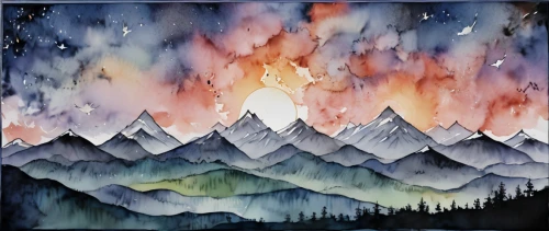 watercolor background,northen lights,watercolor paint strokes,mountain sunrise,abstract watercolor,mountains,fire in the mountains,mountain scene,norther lights,watercolor,high mountains,fire mountain,watercolor paint,mountain landscape,watercolors,watercolor painting,mountainous landforms,moutains,autumn mountains,mountainous landscape