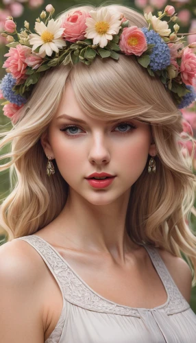 flowers png,flower crown of christ,flower background,floral wreath,flower crown,blooming wreath,beautiful girl with flowers,girl in flowers,jessamine,floral background,portrait background,flower girl,wreath of flowers,paper flower background,spring background,spring crown,girl in a wreath,flower fairy,flower garland,rose png,Illustration,Realistic Fantasy,Realistic Fantasy 17