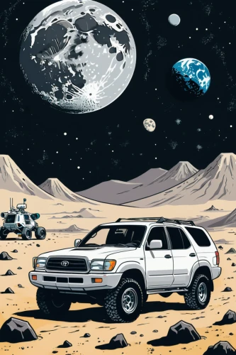 plymouth voyager,ford expedition,moon car,sci fiction illustration,4 runner,toyota 4runner,space voyage,ford escape,ford explorer,moon rover,space travel,tranquility base,moon vehicle,mission to mars,space art,subaru rex,subaru outback,spaceships,land rover discovery,spaceship space,Illustration,Vector,Vector 01