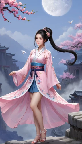 mulan,oriental princess,hanbok,geisha,japanese sakura background,geisha girl,chinese art,wuchang,plum blossom,korean culture,oriental painting,oriental girl,spring festival,yi sun sin,mukimono,plum blossoms,xing yi quan,zui quan,oriental,sakura background,Illustration,Realistic Fantasy,Realistic Fantasy 01