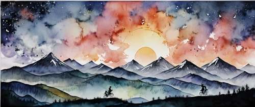 watercolor background,abstract watercolor,mountain sunrise,watercolor paint strokes,watercolor,northen lights,watercolor painting,fire in the mountains,watercolor paint,fire mountain,watercolors,volcanic landscape,watercolour,norther lights,mountains,water color,mountain landscape,mountain scene,watercolor paper,mountainous landscape