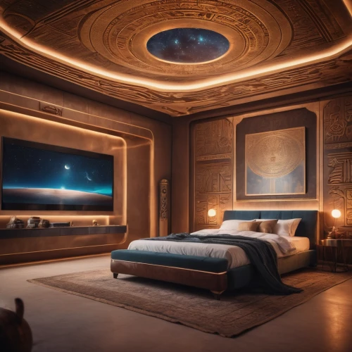 sleeping room,great room,ornate room,interior design,ufo interior,modern room,home cinema,sky space concept,modern decor,bedroom,3d rendering,sky apartment,interiors,interior decoration,guest room,luxury,ceiling lighting,danish room,luxurious,rooms,Photography,General,Cinematic