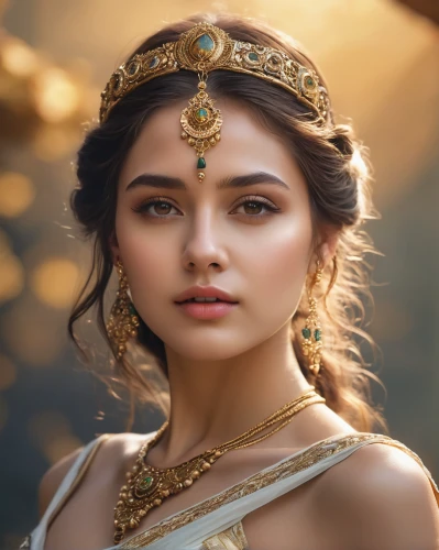 thracian,diadem,cleopatra,ancient egyptian girl,radha,gold jewelry,athena,golden crown,bridal jewelry,warrior woman,indian woman,gold crown,fantasy portrait,indian bride,female warrior,indian girl,east indian,mystical portrait of a girl,accolade,indian,Photography,General,Natural