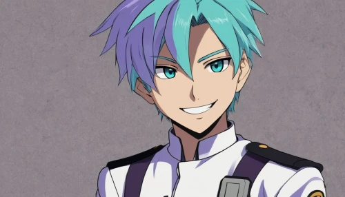 vocaloid,yukio,png transparent,smooth aster,anime boy,anime cartoon,anchovy,edit icon,police uniforms,main character,tatarian aster,setter,kinomichi,male character,toori,portrait background,grin,killer smile,blue hair,shouta,Illustration,Japanese style,Japanese Style 07