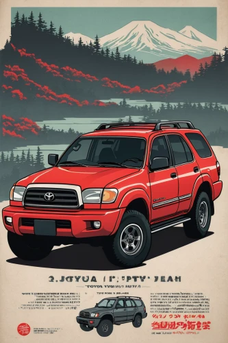 subaru rex,amc eagle,toyota 4runner,4 runner,isuzu trooper,subaru brat,toyota rav 4,toyota rav4,ford maverick,plymouth voyager,subaru forester,toyota highlander,ford expedition,retro vehicle,jeep cherokee (xj),subaru outback,travel trailer poster,crossover suv,suv,ford ranger,Illustration,Vector,Vector 05