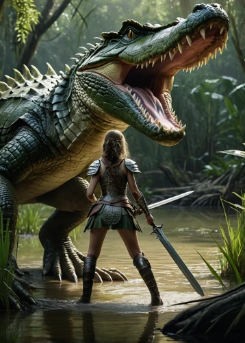 crocodile woman,prehistoric,tyrannosaurus,jurassic,crocodile,size comparison,dinosaruio,raptor,tyrannosaurus rex,crocodilian,crocodilian reptile,cynorhodon,ark,saurian,fantasy picture,landmannahellir,missisipi aligator,dino,philippines crocodile,crocodilia,Photography,General,Natural