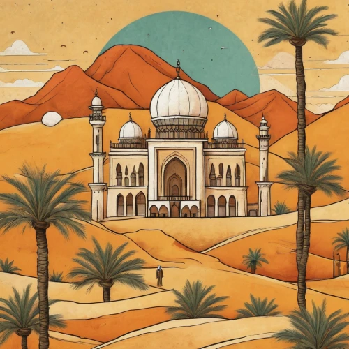 arabic background,desert background,mosques,sahara,desert landscape,rem in arabian nights,taj-mahal,desert desert landscape,ramadan background,ibn tulun,grand mosque,sahara desert,islamic architectural,orientalism,taj mahal,the desert,desert,capture desert,merzouga,travel poster,Art,Artistic Painting,Artistic Painting 49