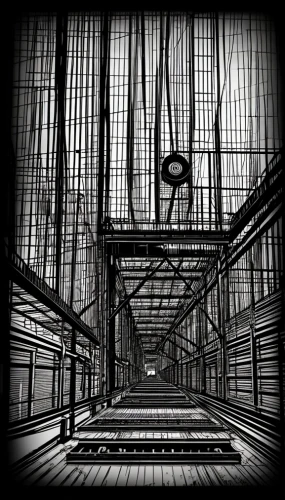 industrial hall,train station passage,empty factory,panopticon,subway station,metro station,arbitrary confinement,prison,gasometer,panoramical,underground car park,subway system,london underground,industrial,industrial landscape,hollywood metro station,factory hall,moving walkway,empty interior,vanishing point,Art sketch,Art sketch,None