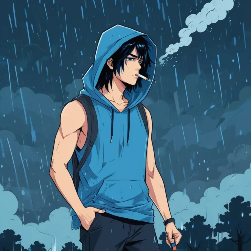 blue rain,rainy,rain,rainy season,heavy rain,rainy weather,raining,rainy day,rains,walking in the rain,in the rain,rain pants,rainstorm,gale,rain cloud,rain field,rain shower,raindops,raincloud,weather-beaten,Illustration,Japanese style,Japanese Style 06