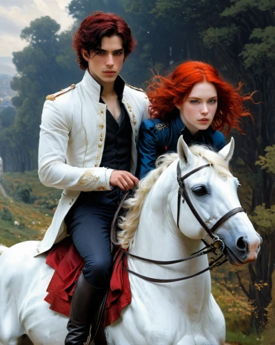 horseback,horse riders,equestrian,cross-country equestrianism,horse riding,equestrianism,white horse,horseback riding,english riding,a white horse,white rose snow queen,galloping,horseman,the victorian era,andalusians,prince and princess,endurance riding,equestrian sport,man and horses,fairytale characters,Conceptual Art,Fantasy,Fantasy 11