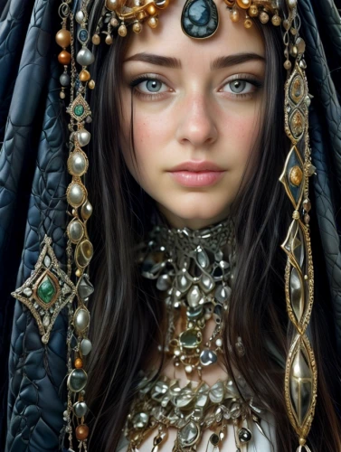 headdress,miss circassian,russian folk style,indian headdress,mystical portrait of a girl,priestess,thracian,headpiece,ancient egyptian girl,adornments,celtic queen,diadem,the enchantress,arabian,eurasian,warrior woman,elven,inner mongolian beauty,russian doll,feather headdress