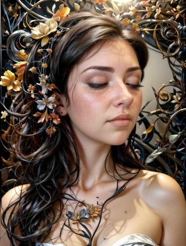 girl in a wreath,girl in flowers,beautiful girl with flowers,art model,young woman,bodypainting,fantasy portrait,portrait background,oil painting on canvas,beautiful young woman,artistic portrait,dried petals,girl portrait,portrait of a girl,photo painting,mystical portrait of a girl,woman portrait,oil painting,body painting,the sleeping rose