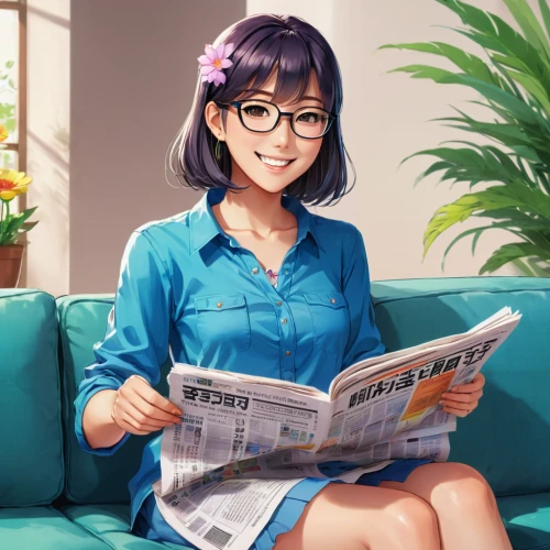 reading the newspaper,girl studying,newspaper reading,reading glasses,holding flowers,relaxing reading,reading,newscaster,hinata,honmei choco,himuto,with glasses,mari makinami,blonde sits and reads the newspaper,portrait background,tutor,newspapers,japanese floral background,floral background,colorful floral,Illustration,Japanese style,Japanese Style 03