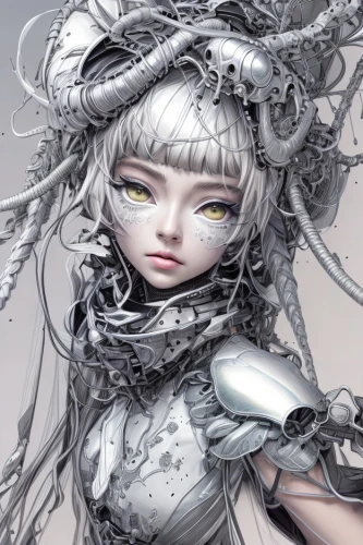 marionette,artist doll,medusa,painter doll,silvery,pierrot,silver octopus,tumbling doll,cloth doll,bjork,silver,humanoid,tendrils,coil,tangle,gray color,silver rain,eglantine,white rose snow queen,doll figure,Common,Common,Natural