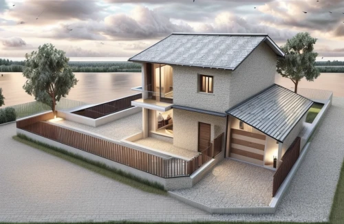 3d rendering,house with lake,wooden house,house by the water,danish house,house shape,small house,residential house,modern house,floorplan home,render,house drawing,house floorplan,inverted cottage,holiday villa,smart home,pool house,large home,3d rendered,houseboat