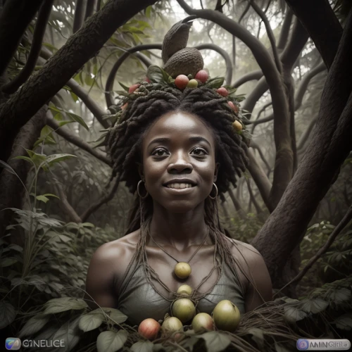 african woman,nigeria woman,dryad,people of uganda,cameroon,rwanda,woman eating apple,baobab oil,bonobo,benin,aborigine,girl in a wreath,bushmeat,mother earth,african american woman,african,pachamama,mystical portrait of a girl,natural cosmetics,african art