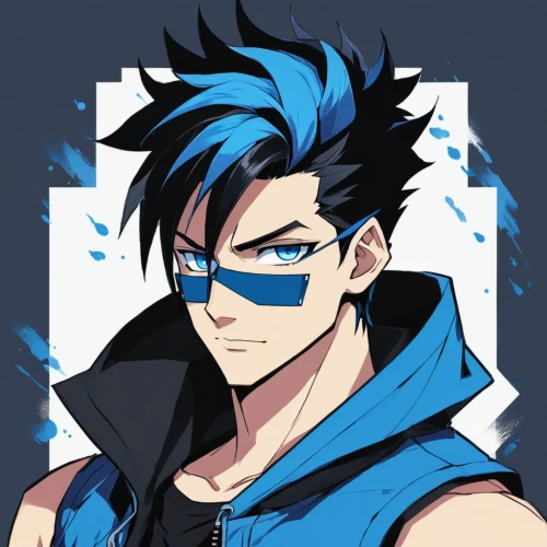 sakana,edit icon,mean bluish,rein,yukio,anime boy,blue snake,bluejay,vector art,cartoon ninja,vector graphic,tumblr icon,blue background,blu,2d,kakashi hatake,vector illustration,blue jay,blue tiger,blue color,Illustration,Japanese style,Japanese Style 06