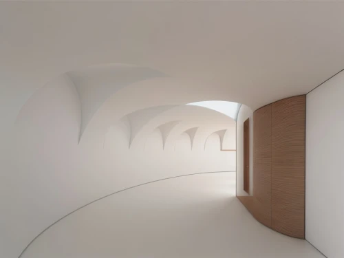 vaulted ceiling,daylighting,hallway space,vaulted cellar,wall tunnel,archidaily,white room,recessed,concrete ceiling,ceiling ventilation,hallway,corridor,convex,guggenheim museum,whitespace,ceiling construction,panoramical,ceiling light,wall light,stucco ceiling,Commercial Space,Working Space,Minimal Chic