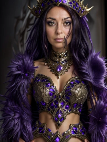 violet head elf,fantasy woman,malva,sorceress,asian costume,the enchantress,cosplay image,raven,fantasy portrait,purple,female warrior,warrior woman,fae,huntress,fantasy warrior,lavendar,cynara,la violetta,voodoo woman,fierce