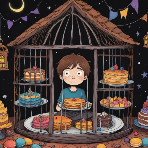 halloween illustration,a collection of short stories for children,moon cake,book illustration,cake shop,lardy cake,cooking book cover,mid-autumn festival,thirteen desserts,candy cauldron,pâtisserie,little cake,bakery,mooncake festival,confectioner,pumpkin pie,petit gâteau,torte,star kitchen,a cake,Illustration,Children,Children 06