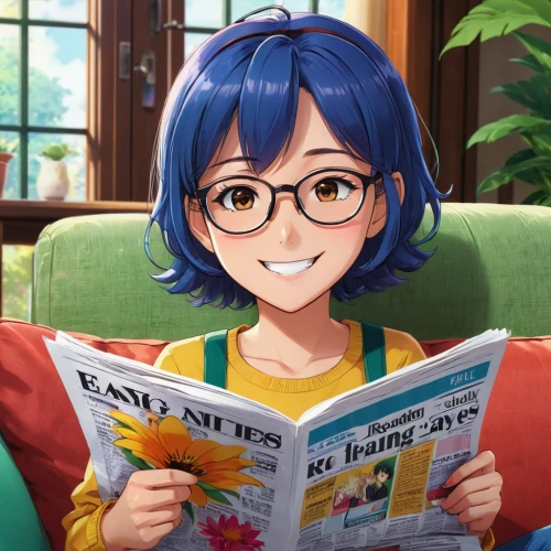 reading the newspaper,newspaper reading,reading glasses,sonoda love live,blonde sits and reads the newspaper,newspapers,with glasses,hamearis lucina,people reading newspaper,read newspaper,reading newspapaer,kotobukiya,glasses,himuto,a girl's smile,blonde woman reading a newspaper,newscaster,pile of newspapers,blue hair,glasses glass,Illustration,Japanese style,Japanese Style 03