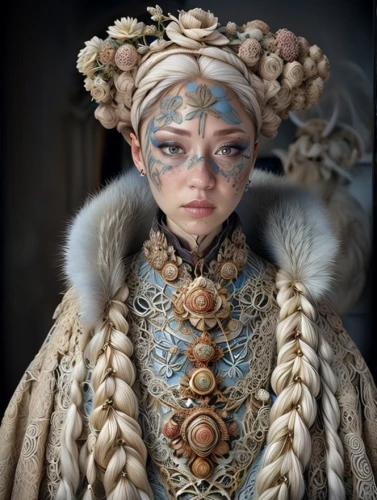 the carnival of venice,masquerade,suit of the snow maiden,steampunk,asian costume,venetian mask,victorian lady,bjork,kokoshnik,headdress,pierrot,ancient costume,russian folk style,costume festival,baroque angel,fantasy portrait,baroque,headpiece,painted lady,fairy peacock