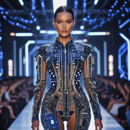 futuristic,biomechanical,cybernetics,catwalk,runway,valerian,cyborg,one-piece garment,scifi,fashion vector,fashion design,space-suit,cyber,versace,robotic,runways,sci fi,manikin,jumpsuit,cyberpunk,Photography,General,Sci-Fi