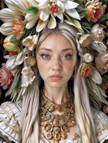 girl in a wreath,elven flower,girl in flowers,wreath of flowers,flower fairy,floral wreath,laurel wreath,flowers png,flower crown of christ,flower girl,headdress,russian folk style,fantasy portrait,baroque angel,headpiece,flower crown,flower garland,beautiful girl with flowers,floral,flora