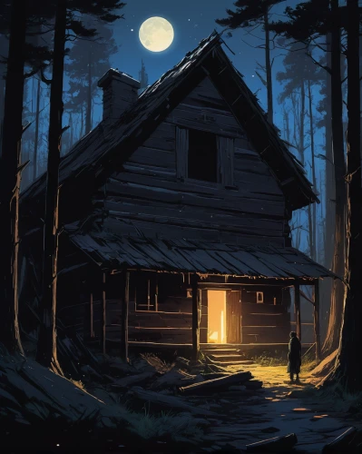 log home,lonely house,house in the forest,witch's house,witch house,log cabin,small cabin,wooden hut,cabin,little house,old home,wooden house,the cabin in the mountains,cottage,small house,homestead,wooden houses,haunted house,lodge,ancient house,Illustration,American Style,American Style 06