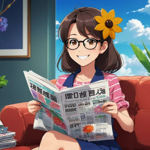 reading the newspaper,newspaper reading,euphonium,newspapers,reading glasses,himuto,relaxing reading,read newspaper,pile of newspapers,people reading newspaper,newscaster,newspaper delivery,blonde sits and reads the newspaper,reading,daily newspaper,reading newspapaer,newspaper role,newspaper,miku maekawa,anime 3d,Illustration,Japanese style,Japanese Style 03