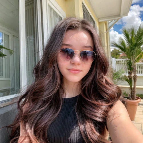 social,fizzy,with glasses,sunglasses,florida,sun glasses,glasses,natural,smooth hair,color glasses,fl,silphie,pink glasses,natural color,two glasses,surfer hair,long hair,teen,new,beautiful young woman