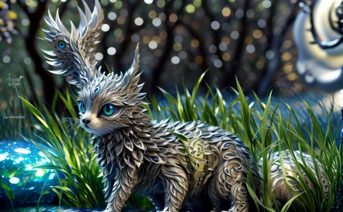 forest dragon,forest animal,gryphon,kelpie,faery,forest king lion,canidae,steppe hare,faerie,fantasy art,dryad,whimsical animals,wild hare,prickle,woodland animals,new world porcupine,kurilian bobtail,hare of patagonia,field hare,rabbits and hares
