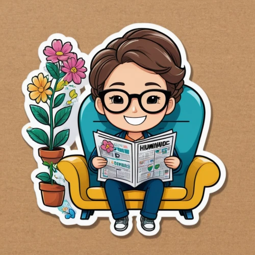 flat blogger icon,clipart sticker,bookmark with flowers,bookworm,samcheok times editor,stickers,reading glasses,my clipart,scrapbook clip art,sticker,bookmark,reading owl,relaxing reading,blogger icon,blonde sits and reads the newspaper,reader,growth icon,newspaper reading,bookmarker,cartoon flowers,Unique,Design,Sticker