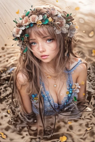 water nymph,girl in flowers,beautiful girl with flowers,girl in a wreath,hula,faerie,image manipulation,faery,flower fairy,flower water,fallen petals,dryad,falling flowers,water forget me not,photoshop manipulation,wild flower,water flower,photomanipulation,flowers fall,flowers png,Common,Common,Natural