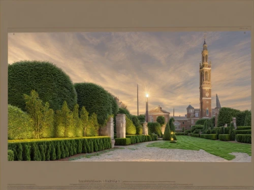 botanical square frame,digiscrap,delft,landscape background,photo painting,framing square,landscape plan,castle of the corvin,church painting,certosa di pavia,glasnevin,rosarium,church towers,sanssouci,steeple,dutch landscape,moated castle,abbaye de belloc,townscape,fairy tale castle,Landscape,Garden,Garden Design,Classic Elegance