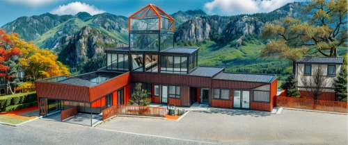 mid century house,cubic house,cube stilt houses,modern house,house in the mountains,house in mountains,inverted cottage,mid century modern,3d rendering,cube house,dunes house,eco-construction,chalet,residential house,build by mirza golam pir,two story house,model house,holiday villa,stilt houses,timber house