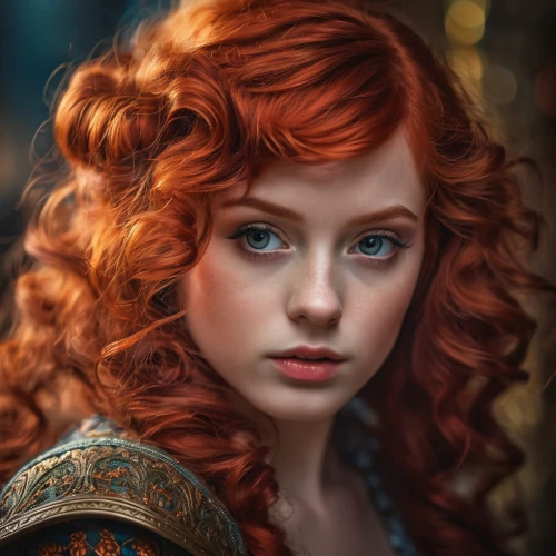 merida,fantasy portrait,red-haired,redheads,redhead doll,mystical portrait of a girl,romantic portrait,red head,celtic queen,redhead,fantasy art,girl portrait,redhair,fairy tale character,redheaded,portrait of a girl,princess anna,faery,celtic woman,cinderella,Photography,General,Fantasy