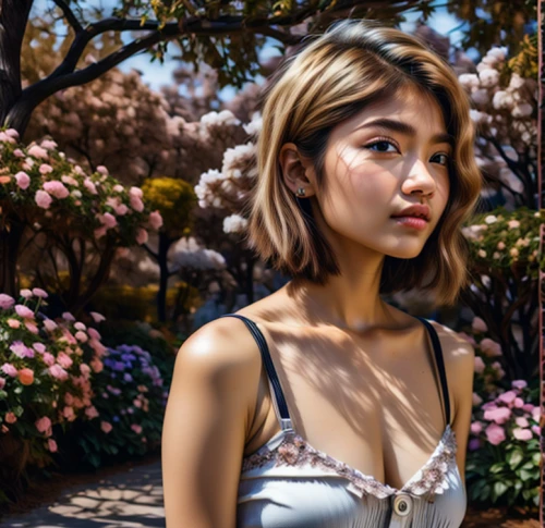 digital painting,girl in flowers,world digital painting,japanese floral background,japanese sakura background,floral,japanese woman,asian woman,girl in the garden,portrait background,girl portrait,beautiful girl with flowers,floral japanese,vietnamese woman,floral background,photo painting,springtime background,digital art,sakura florals,mari makinami