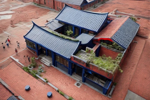 chinese architecture,asian architecture,terracotta tiles,view from above,roof tiles,house roofs,roof garden,chinese temple,school design,roof landscape,urban design,shanghai disney,clay house,courtyard,model house,bukchon,otaru aquarium,shenzhen vocational college,printing house,roof terrace,Architecture,Villa Residence,Modern,Creative Innovation