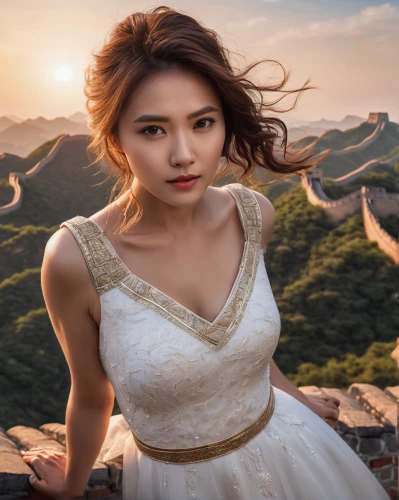 girl in white dress,great wall,solar,great wall wingle,romantic portrait,girl in a long dress,white dress,asian woman,great wall of china,phuquy,vietnamese woman,asian vision,girl in a historic way,white winter dress,chinese background,青龙菜,asian girl,elegant,beautiful young woman,hong