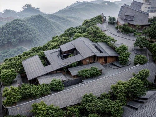 chinese architecture,roof landscape,house in mountains,asian architecture,guizhou,house in the mountains,japanese architecture,tigers nest,huangshan maofeng,terraced,japanese zen garden,huashan,rice terrace,zen garden,ryokan,chinese temple,house roofs,mountain settlement,huangshan mountains,yunnan,Architecture,Small Public Buildings,Chinese Traditional,Chinese Local 1
