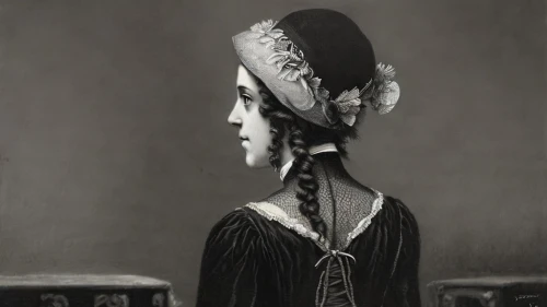 the hat of the woman,woman's hat,victorian lady,vintage female portrait,the hat-female,stieglitz,charlotte cushman,vintage woman,ambrotype,headdress,victorian fashion,ethel barrymore - female,black hat,19th century,the victorian era,gothic portrait,veil,portrait of a woman,barbara millicent roberts,girl wearing hat,Art sketch,Art sketch,19th Century