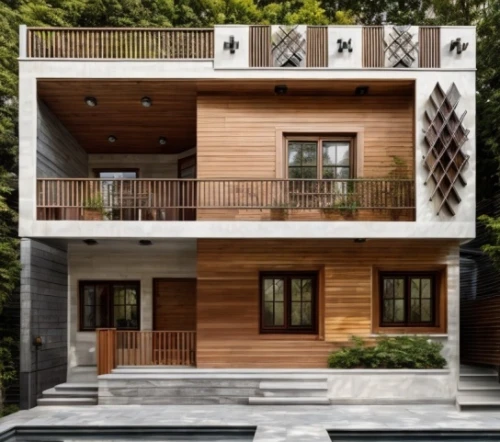 wooden facade,timber house,wooden house,japanese architecture,cubic house,asian architecture,patterned wood decoration,residential house,lattice windows,facade panels,kirrarchitecture,archidaily,frame house,exterior decoration,garden elevation,modern architecture,floorplan home,modern house,3d rendering,house shape