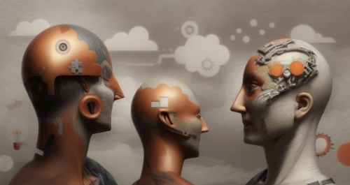 heads,droids,clay figures,wooden figures,mushrooms,machines,african masks,brown mushrooms,masks,sci fiction illustration,mannequins,human head,figurines,robots,prosthetic,prosthetics,surrealism,drawing mannequin,world digital painting,porcelain dolls,Common,Common,Natural